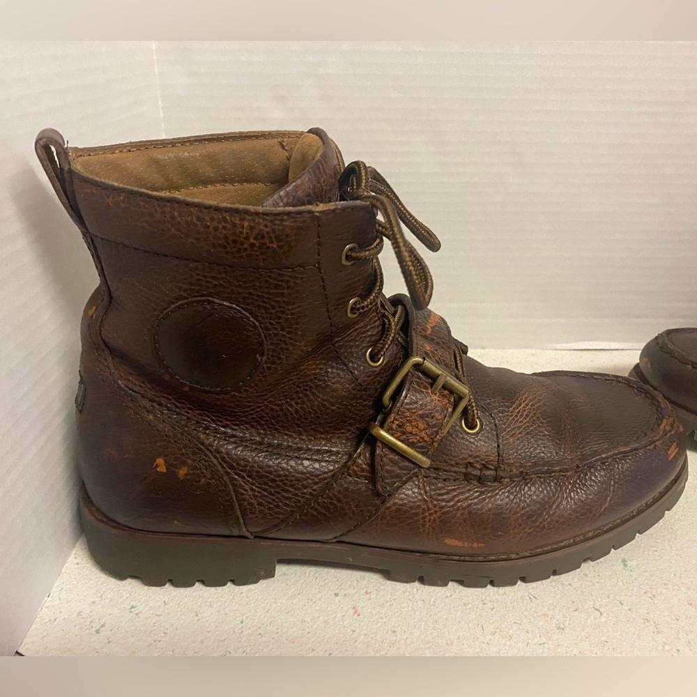 Ralph Lauren Redmond Dark Brown Leather Boots 9.5
